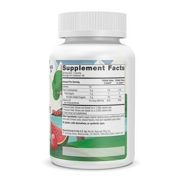 Витамин D3 для детей, вкус арбуза, 400 МЕ, Kids Vitamin D3 Gummies, Nordic Naturals, 60 жевательных таблеток,  Nordic Naturals фото