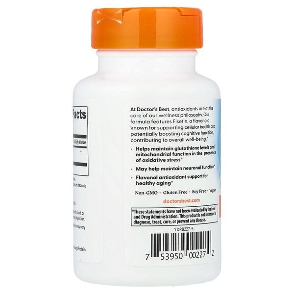 Поддержка Мозга, Фисетин, Fisetin with Novusetin, Doctor's Best, 100 мг, 30 капсул,  Doctor's Best фото