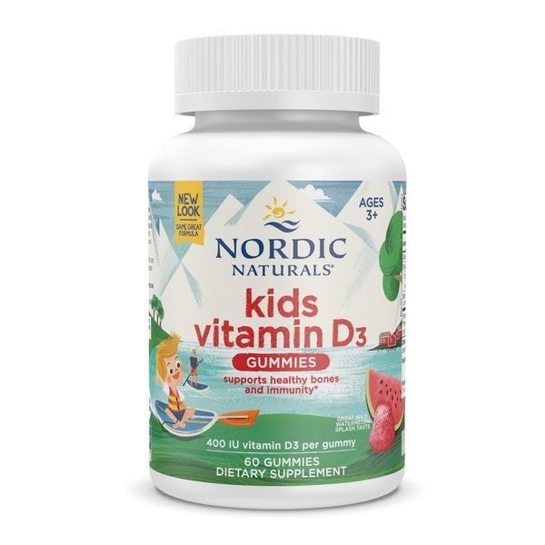Витамин D3 для детей, вкус арбуза, 400 МЕ, Kids Vitamin D3 Gummies, Nordic Naturals, 60 жевательных таблеток,  Nordic Naturals фото