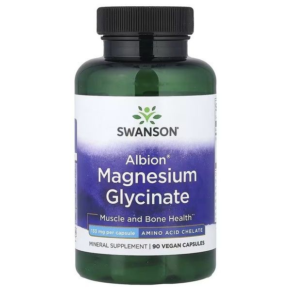 Магній гліцинат, 133 мг, Albion, Magnesium Glycinate, Swanson, 90 веганських капсул,  Swanson фото