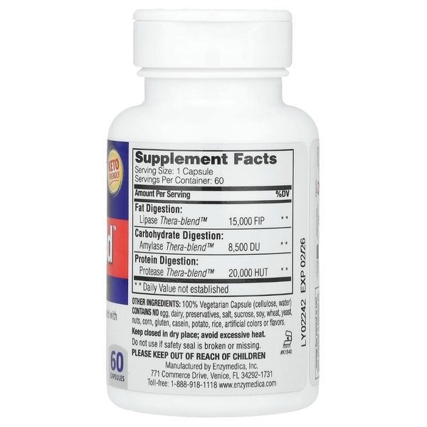 Ферменти для засвоєння жирів, Lypo Gold, For Fat Digestion, Enzymedica, 60 капсул,  Enzymedica фото