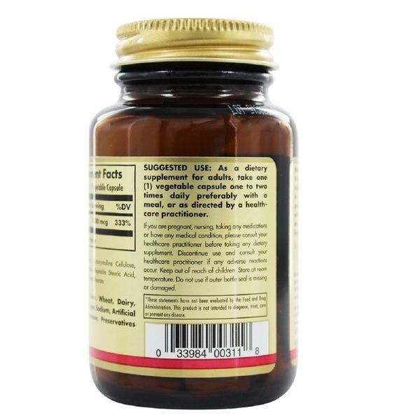 Биотин (В7) 1000 мкг, Biotin, Solgar, 100 вегетарианских капсул,  Solgar фото