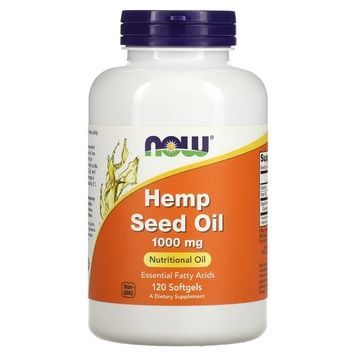 Олія насіння конопель, 1000 мг, Hemp Seed Oil, Now Foods, 120 желатинових капсул,  Now Foods фото
