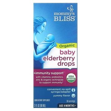 Бузина для немовлят від 4 місяців, Органічні краплі, Organic Baby Elderberry Drops, Mommy's Bliss, 90 мл,  Mommy's Bliss фото