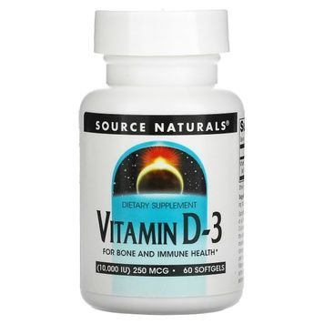 Вітамін D-3, 10000 МО, Vitamin D-3, Source Naturals, 60 гелевих капсул,  Source Naturals фото