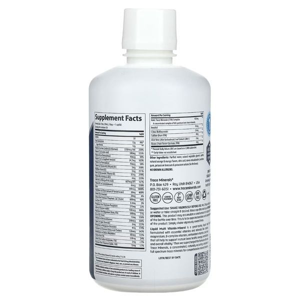 Рідкі мультивітаміни та мінерали: смак апельсин та манго, Liquid Multi Vitamin-Mineral, Trace, 887 мл,  Trace фото