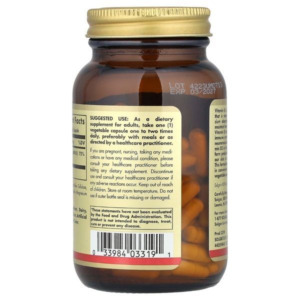 Витамин D3, 15 мкг, 600 МЕ, Cholecalciferol, Solgar, 120 вегетарианских капсул,  Solgar фото