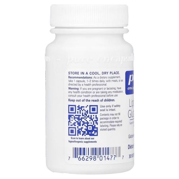 Глутатіон ліпосомальний, 375 мг, Liposomal Glutathione, Pure Encapsulations, 30 желатинових капсул,  Pure Encapsulations фото