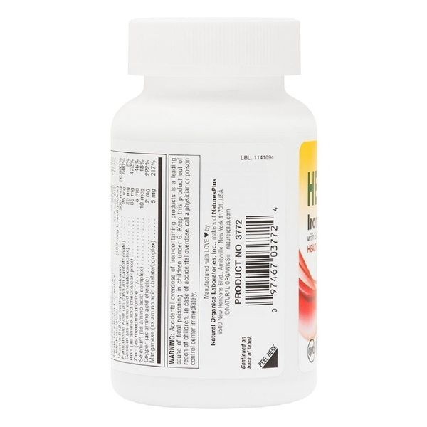 УЦЕНКА Комплекс для Поддержки Оптимального Здоровья Крови, Hema-Plex, Natures Plus, 60 вегетарианских капсул быстрого действия (вмятины),  Natures Plus фото