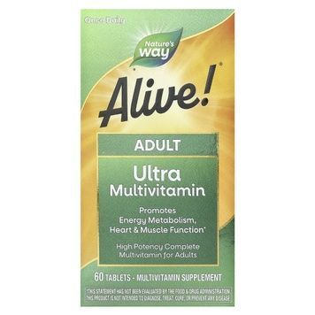 УЦЕНКА Мультивитамины для взрослых, Alive! Adult Ultra Potency Complete Multivitamin, Nature's Way, 60 Таблеток (мятая баночка),  Nature's Way фото