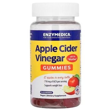 Яблучний оцет, Apple cider vinegar, Enzymedica, 74 жувальні цукерки,  Enzymedica фото