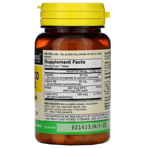 Фолієва кислота B6 і B12, Folic Acid B6 & B12, Mason Natural, 90 таблеток,  Mason Natural фото