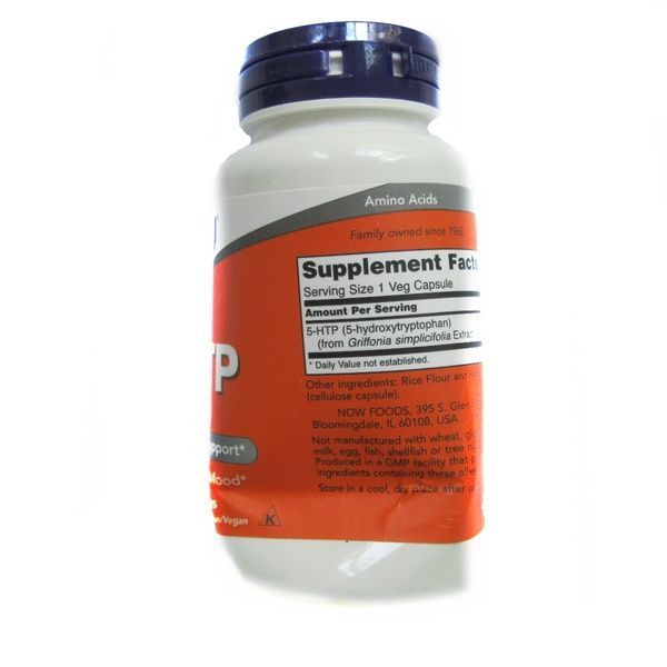 УЦЕНКА 5-HTP (Гидрокситриптофан), 100мг, Now Foods, 60 вегетарианских капсул (брак этикетки),  Now Foods фото