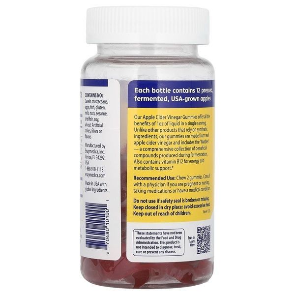 Яблочный уксус, Apple cider vinegar, Enzymedica, 74 жевательные конфеты,  Enzymedica фото