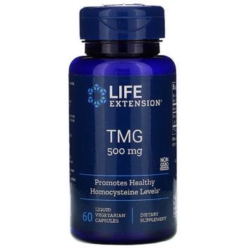 Триметилгліцин, ТМГ, TMG, 500 мг, Life Extension, 60 вегетаріанських капсул,  Life Extension фото