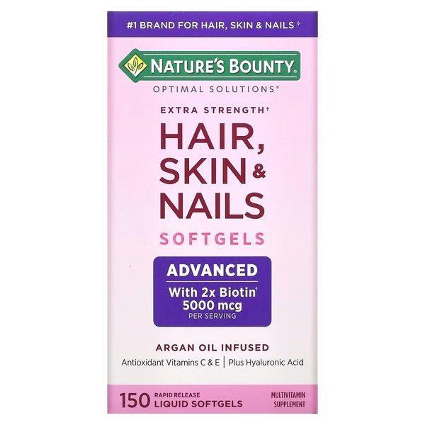 Здорова сила волосся, шкіри, нігтів, Extra Strength Hair, Skin & Nails, Nature's Bounty, 150 гелевих капсул,  Nature's Bounty фото