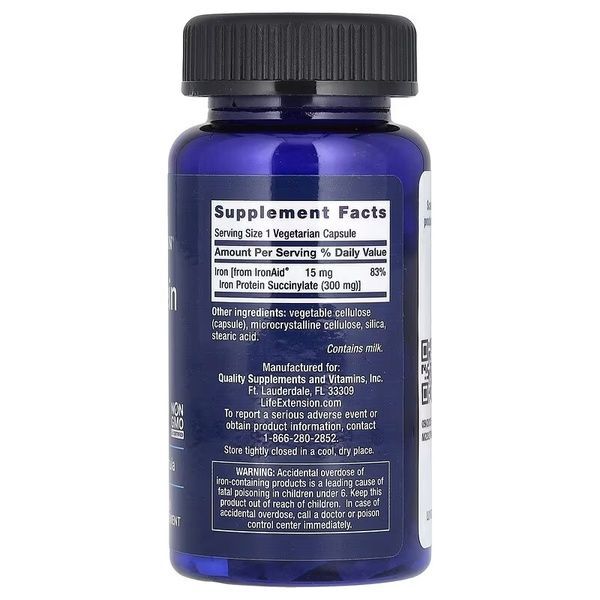 Железо, Iron Protein Plus, IronAid, Life Extension, 100 вегетарианских капсул,  Life Extension фото