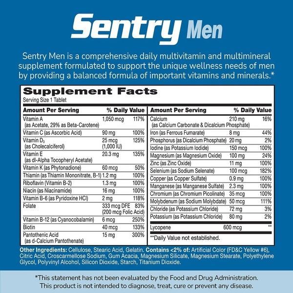 Мультивітаміни та мультимінерали для чоловіків, Sentry Men, Multivitamin & Multimineral Supplement, 21st Century, 120 таблеток,  21st Century фото