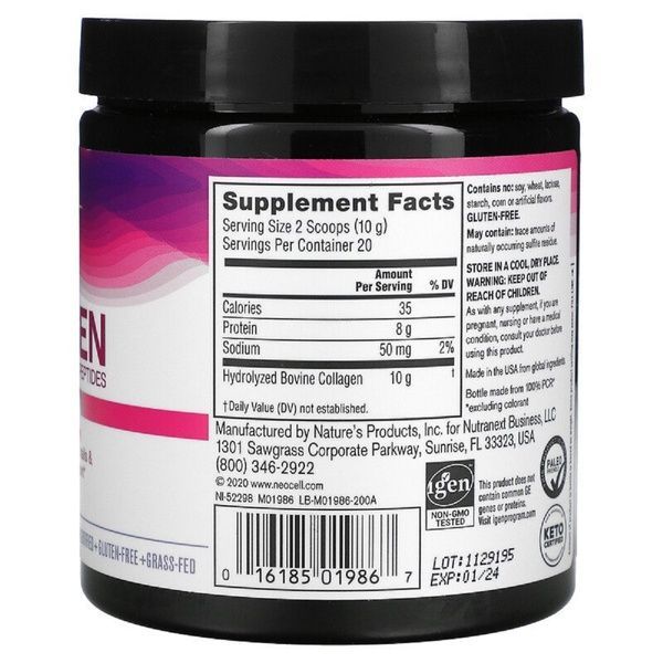 Супер Колаген, Тип 1&3, Grassfed Collagen Peptides, NeoCell, 7 унцій (200 гр),  Neocell фото