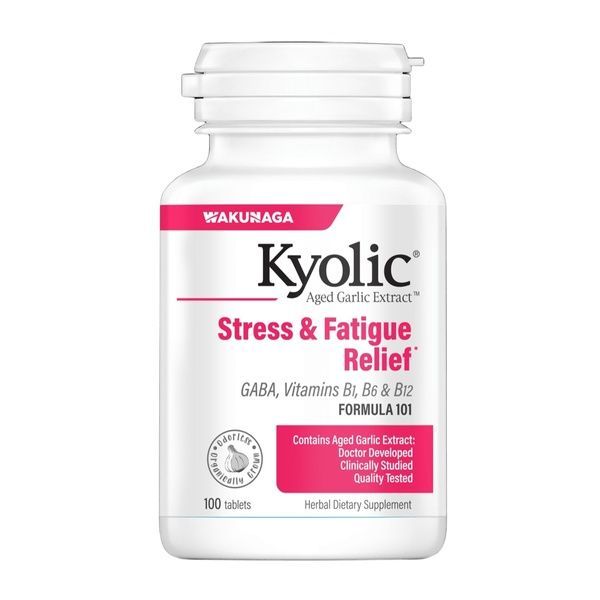 Екстракт часнику, для зняття стресу та втоми, Aged Garlic Extract, Stress & Fatigue Relief, Kyolic, 100 таблеток,  Kyolic фото