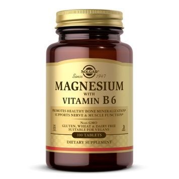 УЦЕНКА Магний с Витамином B6, Magnesium with Vitamin B6, Solgar, 100 таблеток (повреждена внешняя пленка),  Solgar фото