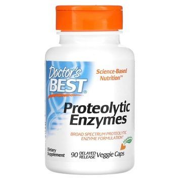 Ферменти протеолітичні відстроченого вивільнення, Proteolytic Enzymes, Doctor's Best, 90 вегетаріанських капсул,  Doctor's Best фото