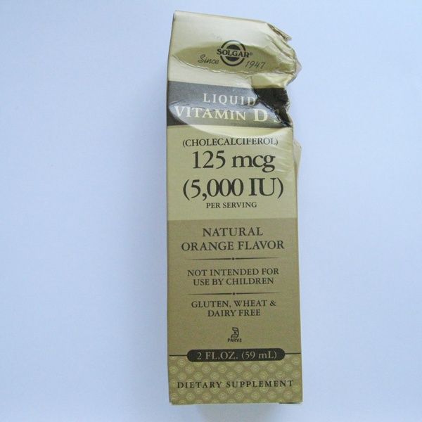 УЦЕНКА Витамин D3, Liquid Vitamin D3, Solgar, 5000 Ме, 59 мл. (апельсиновый вкус),  Solgar фото