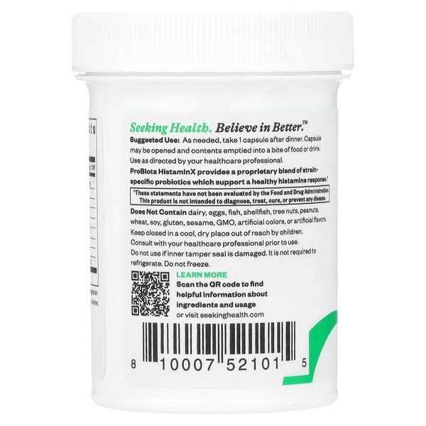 Комплекс пробіотиків, 10 млрд КУО, ProBiota HistaminX, Seeking Health, 60 вегетаріанських капсул,  Seeking Health фото