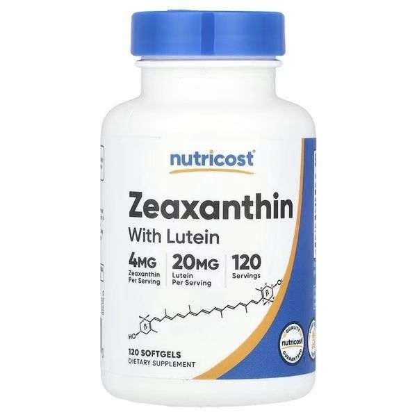 Зеаксантин з лютеїном, Zeaxanthin with Lutein, Nutricost, 120 гелевих капсул,  Nutricost фото