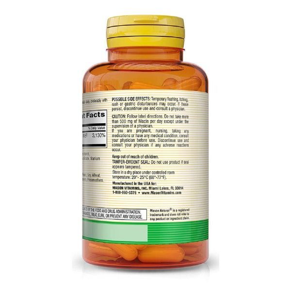 Ниацин 500мг пролонгированного действия, B3, Niacin Extended Release, Mason Natural, 60 капсул,  Mason Natural фото
