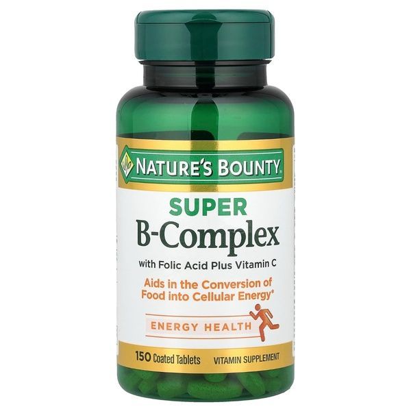 Комплекс витаминов B с фолиевой кислотой и витамином С, Super B-Complex with Folic Acid Plus Vitamin C, Nature's Bounty, 150 таблеток,  Nature's Bounty фото
