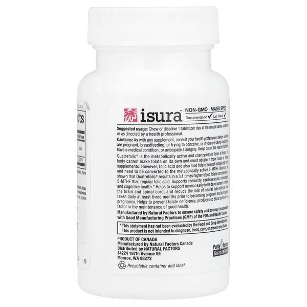 Метилфолат, 1000 мкг, BioCoenzymated, Methylfolate, Natural Factors, 60 таблеток,  Natural Factors фото