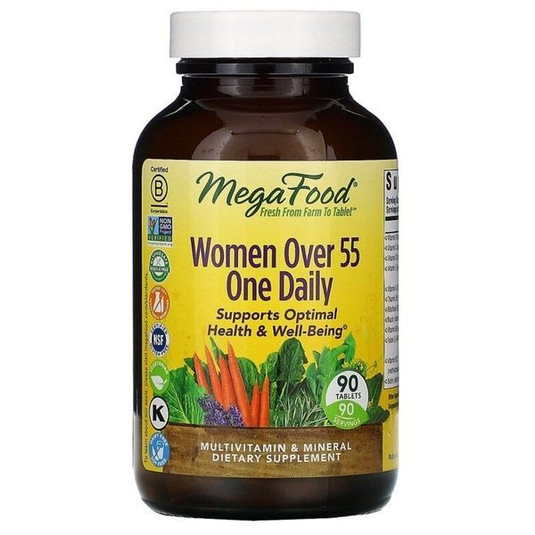 Мультивітаміни для жінок 55+, Women Over 55 One Daily, MegaFood, 90 таблеток,  MegaFood фото