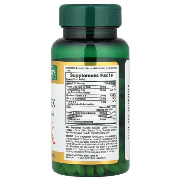 Комплекс витаминов B с фолиевой кислотой и витамином С, Super B-Complex with Folic Acid Plus Vitamin C, Nature's Bounty, 150 таблеток,  Nature's Bounty фото