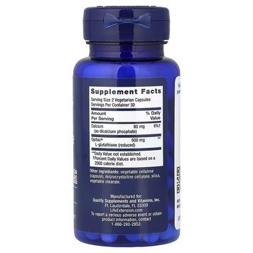 Глутатіон, 500 мг, Glutathione, Life Extension, 60 вегетаріанських капсул,  Life Extension фото