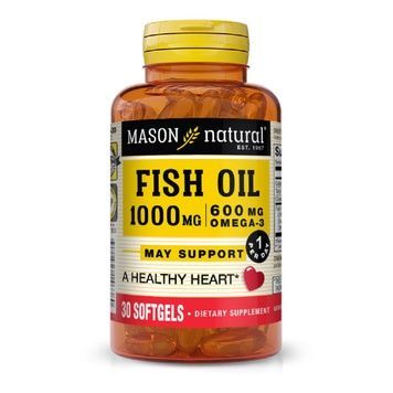 Рыбий жир и Омега-3 1000/600мг, Fish Oil & Omega 3, Mason Natural, 30 гелевых капсул,  Mason Natural фото