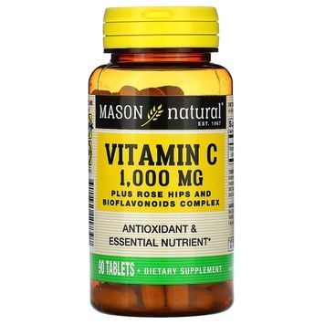 Вітамін C 1000 мг з шипшиною і біофлавоноїдами, Vitamin C, Mason Natural, 90 таблеток,  Mason Natural фото