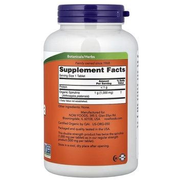 Спіруліна органічна, 1000 мг, Certified Organic Spirulina, Now Foods, 240 таблеток,  Now Foods фото