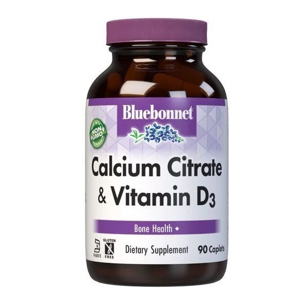 Кальцій цитрат + Вітамін D3, Bluebonnet Nutrition, 90 каплет,  Bluebonnet Nutrition фото