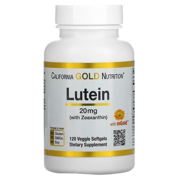 Лютеїн із зеаксантином, 20 мг, Lutein with Zeaxanthin, California Gold Nutrition, 120 вегетаріанських капсул,  California Gold Nutrition фото