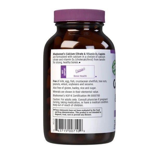 Кальцій цитрат + Вітамін D3, Bluebonnet Nutrition, 90 каплет,  Bluebonnet Nutrition фото