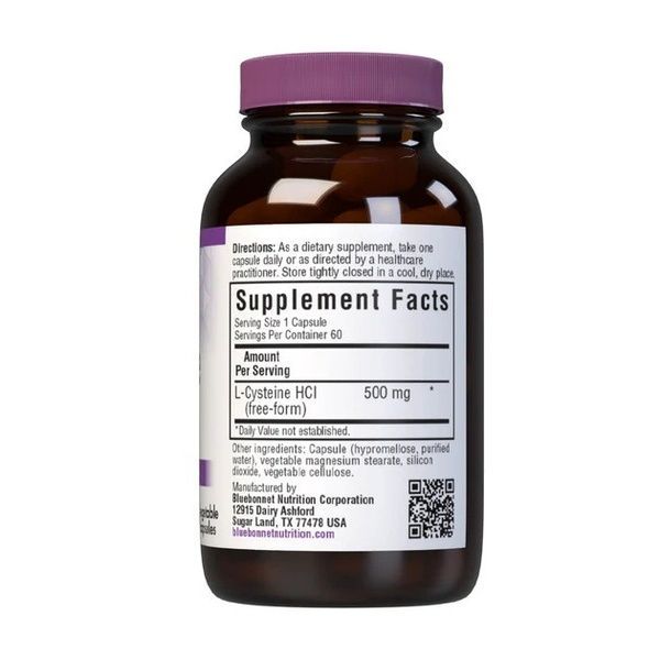 L-Цистеин 500 мг, L-Cystein, Bluebonnet Nutrition, 60 вегетарианских капсул,  Bluebonnet Nutrition фото