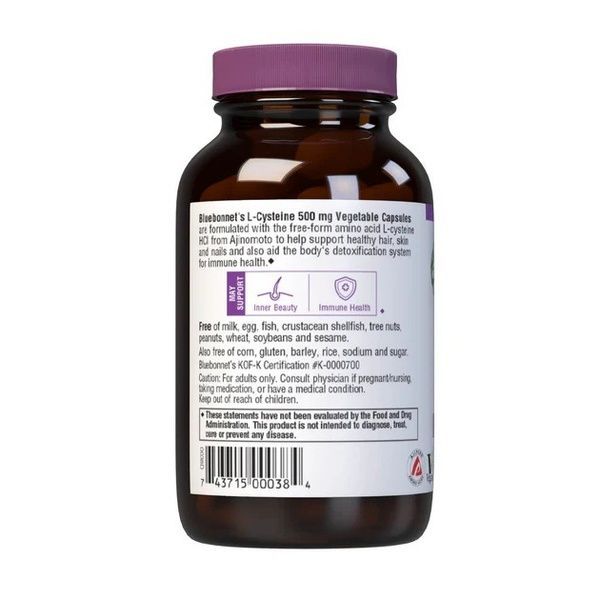 L-Цистеин 500 мг, L-Cystein, Bluebonnet Nutrition, 60 вегетарианских капсул,  Bluebonnet Nutrition фото
