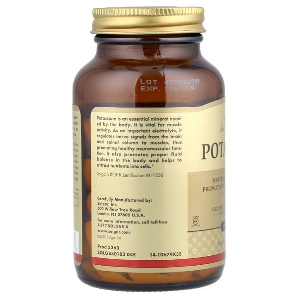 Калий, 99 мг, Potassium, Solgar, 100 таблеток,  Solgar фото