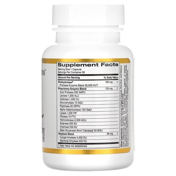 Пищеварительные ферменты, Digestive Enzymes, California Gold Nutrition, 90 вегетарианских капсул,  California Gold Nutrition фото