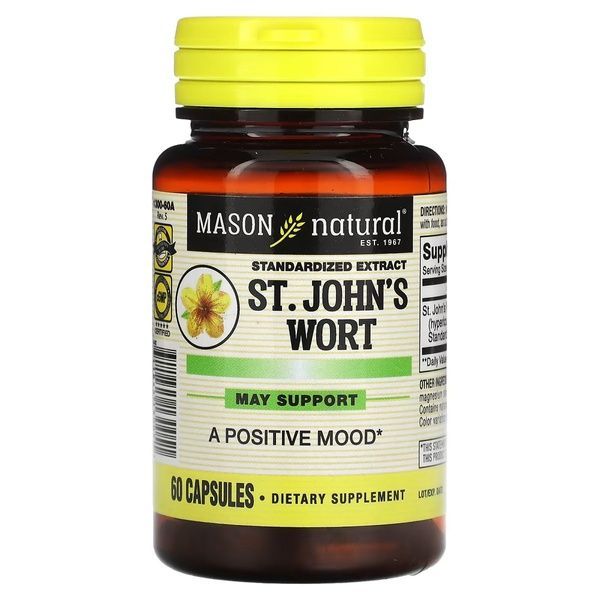 Экстракт Зверобоя, 300 мг, Standardized Extract, St. John's Wort, Mason Natural, 60 капсул,  Mason Natural фото