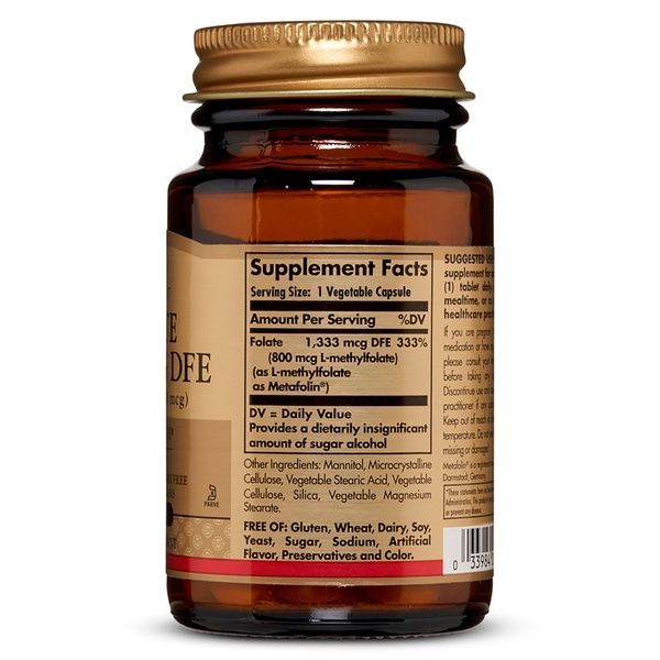 Фолієва Кислота (В9), Folic Acid, 800 мкг, Solgar, 100 рослинніх капсул,  Solgar фото