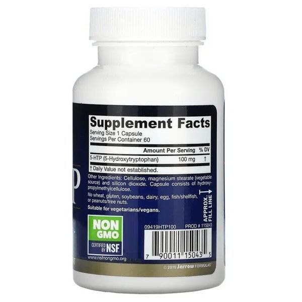 5-HTP (Гидрокситриптофан), 100 мг, Jarrow Formulas, 60 вегетарианских капсул,  Jarrow Formulas фото