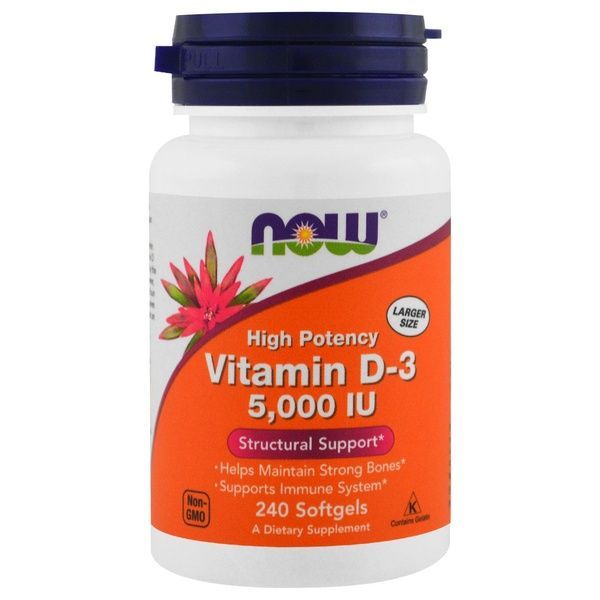 УЦЕНКА Витамин D3 5000IU, Now Foods, 240 желатиновых капсул (вмятины),  Now Foods фото