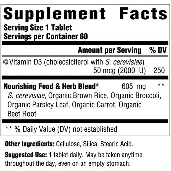 Витамин D3 2000 IU, Vitamin D3, MegaFood, 60 таблеток,  MegaFood фото